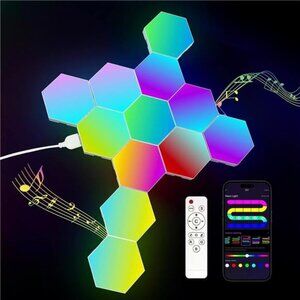 New 12-Pack Hexagon Light Panels – Smart RGB LED Wall Lights with App & Remote